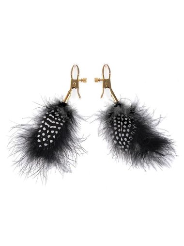 Зажимы для сосков Nipple Clamps с перьями черные с золотом — Твой Каприз