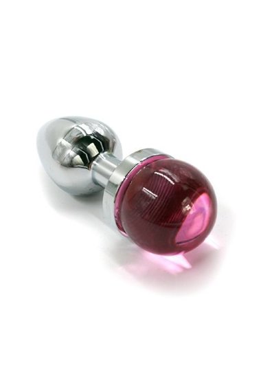 Анальная пробка из алюминия с розовым камнем — Твой Каприз