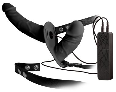 Страпон с вибрацией и вагинальной пробкой Excellent Power Double Thruster — Твой Каприз