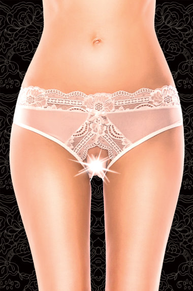 Трусики из кружев с доступом белые — Твой Каприз