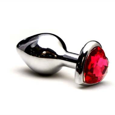 Сердце серебряный анальный плаг с кристаллом — Твой Каприз
