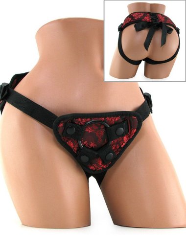 Крепление  для фаллоимитаторов Scandal Corset Harness атласное, цвет: черно-красный — Твой Каприз