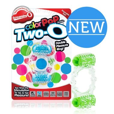 Кольцо с двумя вибро-элементами Two-O голубое — Твой Каприз