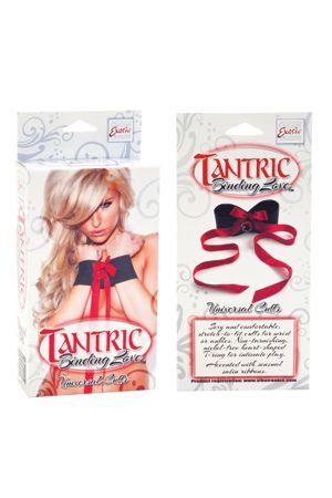 Наручники мягкие Tantric Binding Love Universal Cuffs черные с красным — Твой Каприз