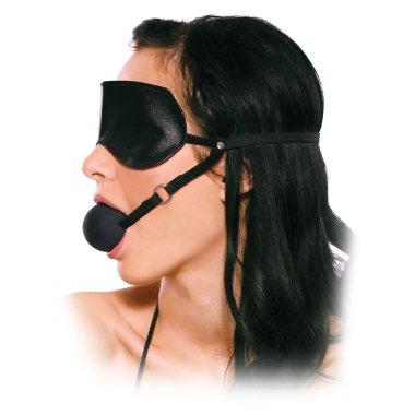 Кляп-шарик на регулируемых ремешках в комплекте с маской на глаза — Твой Каприз