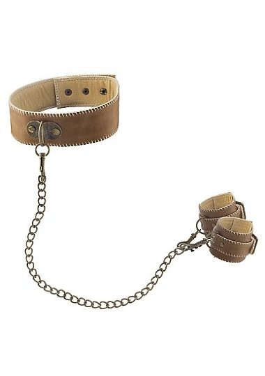 Ошейник с наручниками OUCH! Brown — Твой Каприз