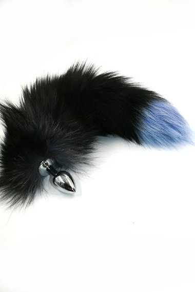 Анальная пробка из алюминия с хвостом из натурально меха S — Твой Каприз