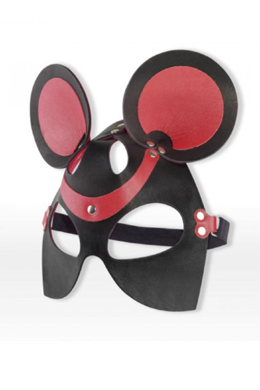 Маска мышки из черно-красной натуральной лаковой кожи — Твой Каприз
