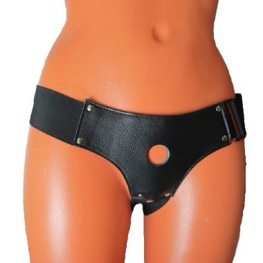 Трусики для страпона с маленьким отверстием кожаные — Твой Каприз
