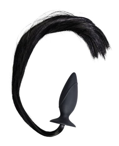 Анальная пробка с черным хвостом HORNY Pony Plug — Твой Каприз