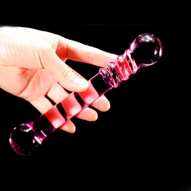 Двухсторонний дилдо из розового стекла — Твой Каприз