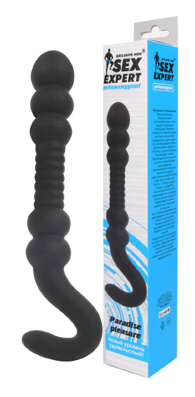 Черный двусторонний анальный стимулятор 25 см — Твой Каприз