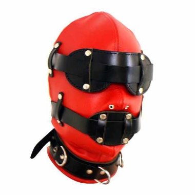 Красный шлем на голову с черными ремнями — Твой Каприз