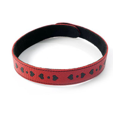 Кожаный ошейник с контрастными сердечками SITABELLA BDSM — Твой Каприз