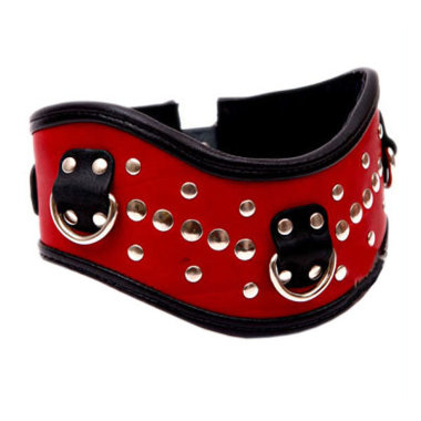 Красный ошейник из натуральной кожи фигурный окантованный — Твой Каприз