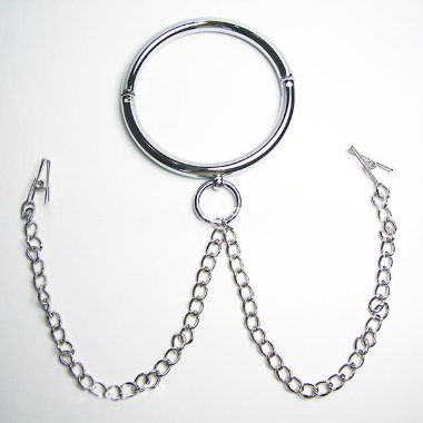 Металлический ошейник с сосковыми прищепками — Твой Каприз