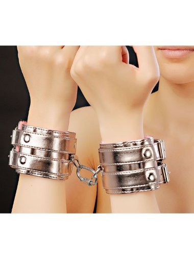 Виниловые наручники с плюшевой подкладкой SITABELLA BDSM — Твой Каприз