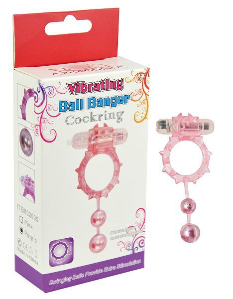 Розовое виброкольцо с 2 утяжеляющими шариками Ball Banger Cock Ring фото 1 — Твой Каприз