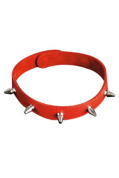 Кожаный узкий ошейник с металлическими шипами SITABELLA — Твой Каприз