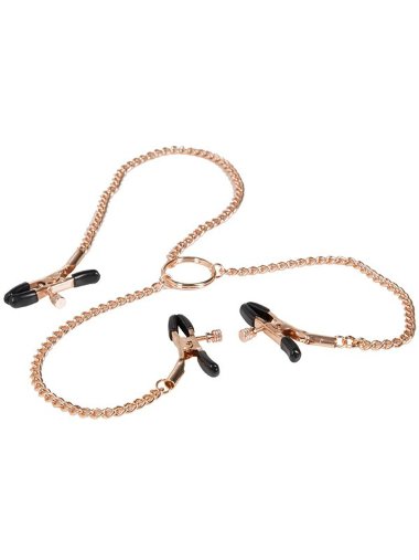 Зажимы для сосков и половых губ с цепью Entice Triple Intimate Clamps золотистые — Твой Каприз