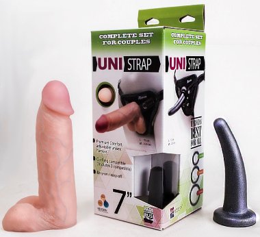 Страпон с двумя насадками UNI strap 7 Harness — Твой Каприз