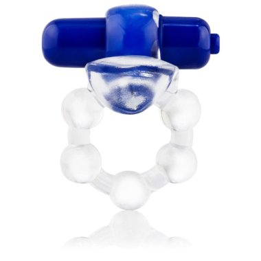 Вибро-кольцо с язычком и синим виброэлементом Overtime — Твой Каприз