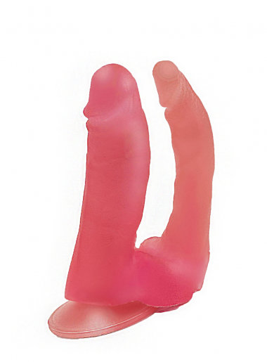 Фаллоимитатор на присоске розовый двойной 15 см — Твой Каприз