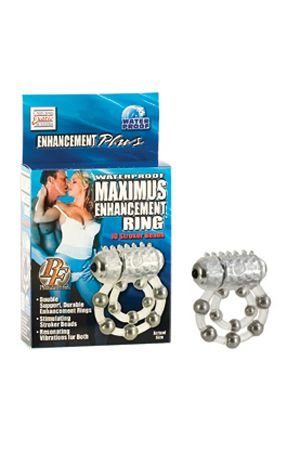Эрекционное вибро-кольцо Waterproof Maximus Enhancement Ring  с 10-ю металлическими шариками — Твой Каприз