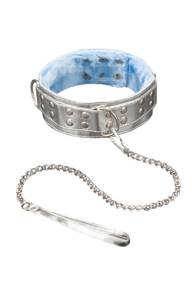 Серебристый ошейник с подкладом из плюша SITABELLA BDSM — Твой Каприз