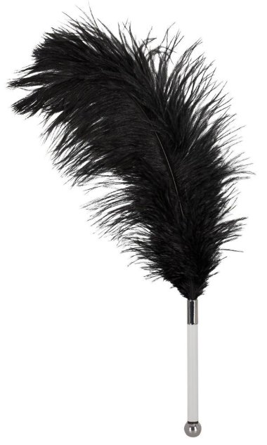 Чёрное пёрышко для щекотания на металлической ручке — Твой Каприз