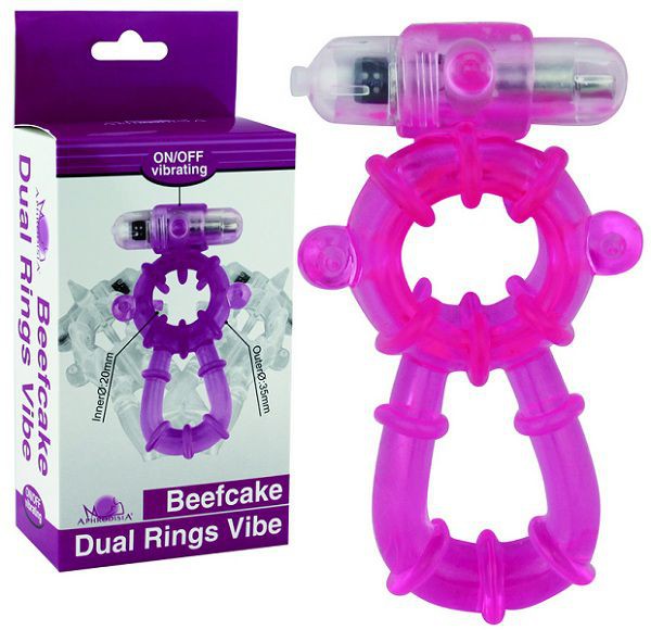 Фиолетовое эрекционное виброкольцо Beefcake Dual Rings Vibe фото 1 — Твой Каприз