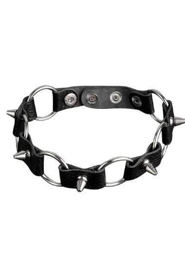 Кожаный ошейник с кольцами и шипами из металла SITABELLA BDSM — Твой Каприз