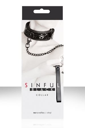 Ошейник SINFUL COLLAR с цепью-поводком черный — Твой Каприз