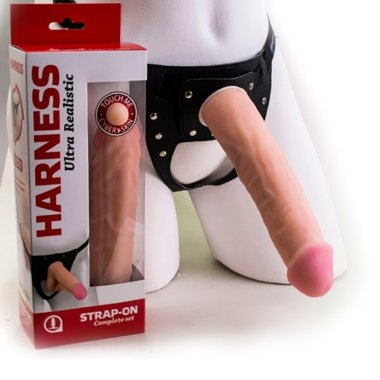 Рельефная насадка для страпона с трусиками Harness — Твой Каприз