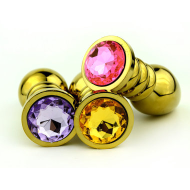 Золотая анальная пробка с резьбой — Твой Каприз