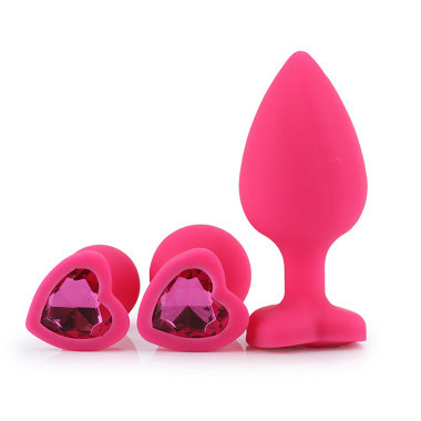 Розовая анальная втулка с кристаллом в форме сердца — Твой Каприз