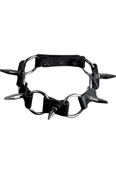 Ошейник из натуральной кожи с кольцами и шипами Sitabella — Твой Каприз