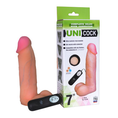 Реалистичная насадка для пояса Harness UNICOCK 7 с вибрацией — Твой Каприз