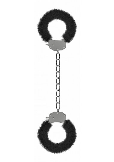 Оковы на ноги Furry Pleasure Legcuffs с черной опушкой — Твой Каприз
