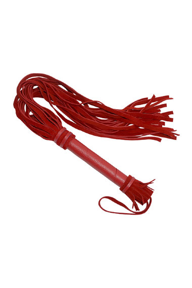Кожаная плеть из бархатных хлыстов и гладкой рукояти SITABELLA BDSM — Твой Каприз