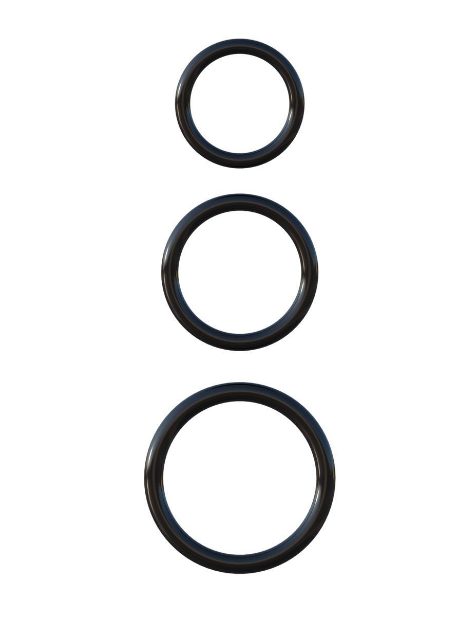 Набор из 3-х эрекционных колец Silicone 3-Ring Stamina Set черные фото 1 — Твой Каприз