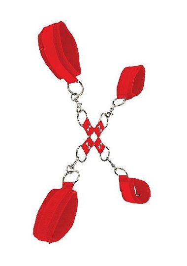 Комплект для бондажа  Velcro hand and leg cuffs red — Твой Каприз