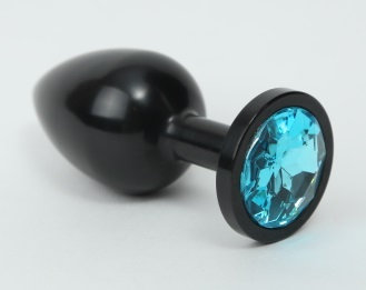 Анальная пробка металл черная со стразом — Твой Каприз