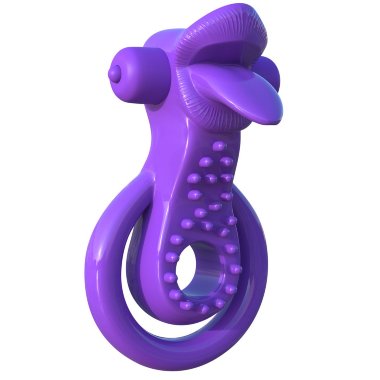 Эрекционное кольцо Lovely Licks Couples Ring на пенис и мошонку фиолетовое с вибрацией — Твой Каприз