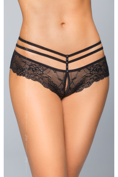 Черные кружевные трусики с открытым доступом Softline Collection — Твой Каприз