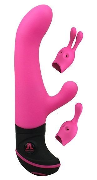 Вибромассажер с клиторальным стимулятором и со съемными насадками — Твой Каприз