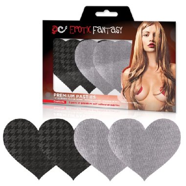 Серебристые и черные с рисунком пэстисы-сердца PRIVATE PLANE — Твой Каприз