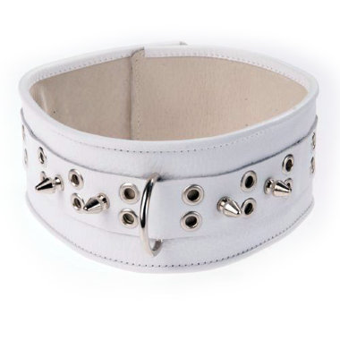 Широкий ошейник из натуральной кожи с шипами — Твой Каприз