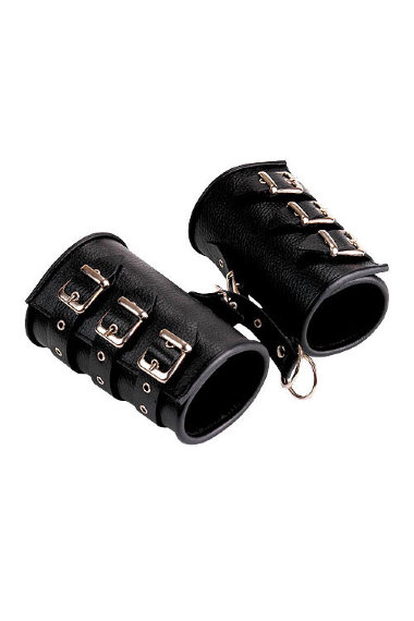 Кожаные широкие напульсники с фиксацией SITABELLA BDSM — Твой Каприз