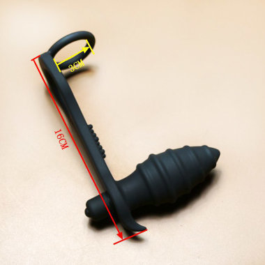 Вибростимулятор простаты с рельефом и кольцом на пенис — Твой Каприз